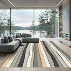 Neutral Wavy Stripe Composition Rug