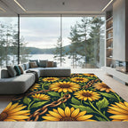 Golden Sunflower and Chain Botanical Rug