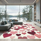 Playful Pink and Maroon Heart Collage Rug