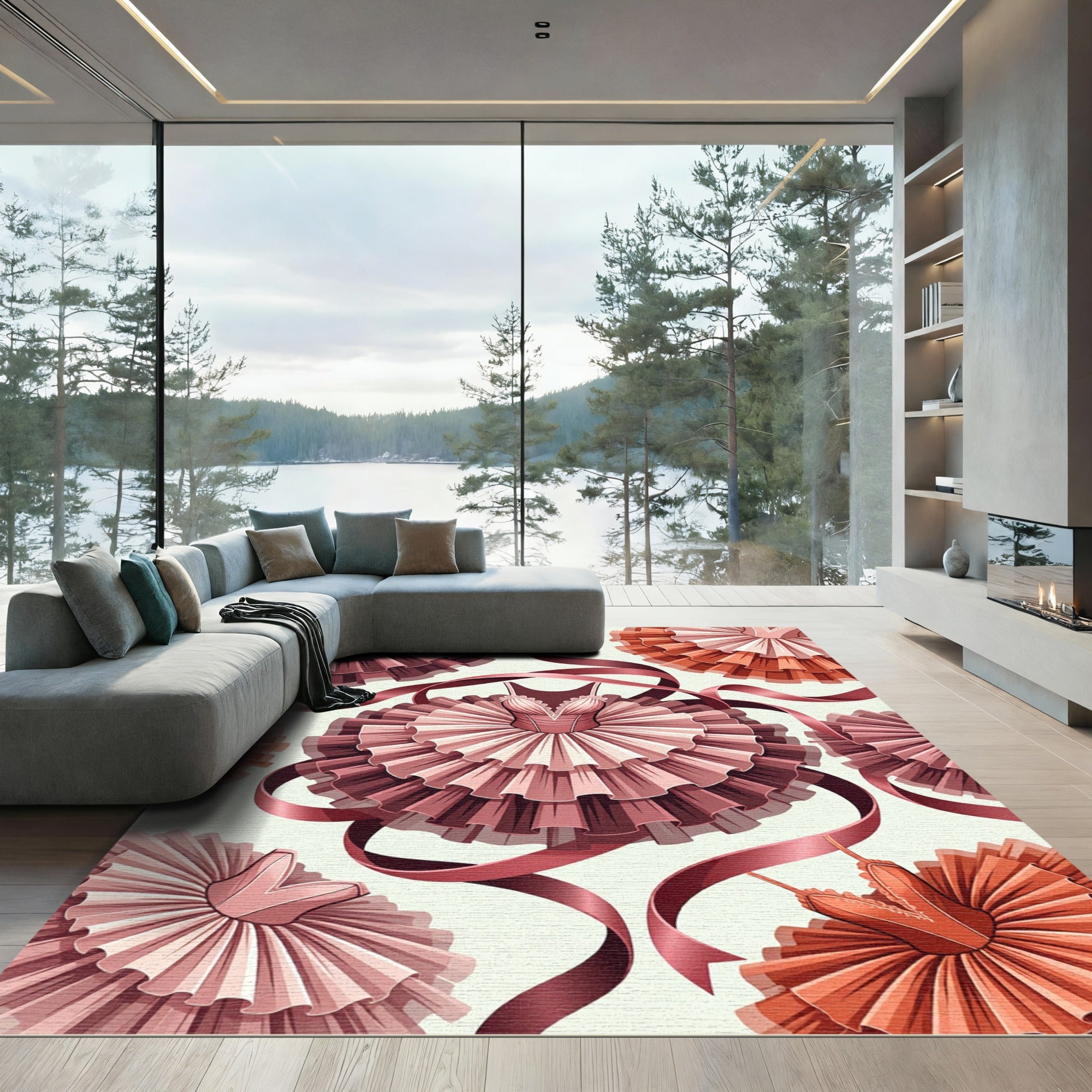 Pink Tutu Ribbon Ballet Arrangement Rug