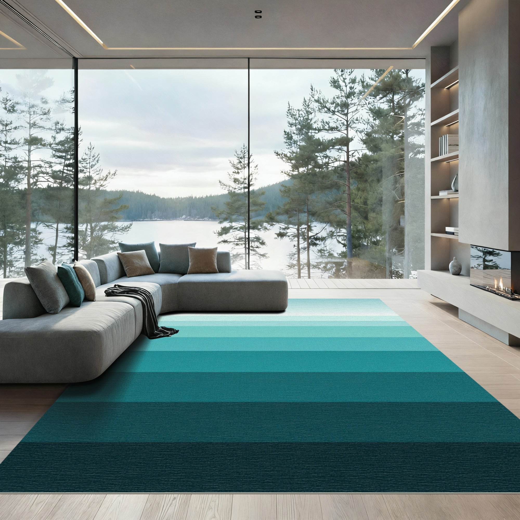 Oceanic Gradient Horizontal Stripe Rug