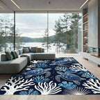 Navy Sea Turtle Coral Reef Ocean Rug