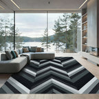 Monochrome Chevron Herringbone Stripe Rug