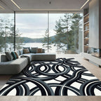 Monochromatic Abstract Interlocking Rings Rug