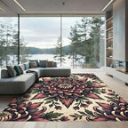 Vintage Mauve Chrysanthemum Floral Medallion Rug