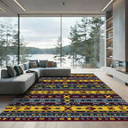 Tribal Arrow Stripes Yellow Crimson Rug