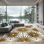 Gold Geometric Radiant Star Burst Rug