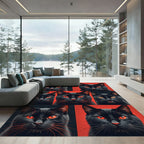 Fiery Red Eyes Black Cat Collage Rug