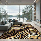 Organic Wavy Ochre and Onyx Zebra Rug