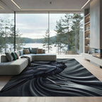 Monochromatic Raven Flowing Fabric Rug