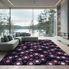 Modern Geometric Purple Hexagon Grid Rug