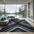 Monochromatic Geometric Abstract Angular Dark Artwork Rug