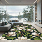 Elegant White Magnolia Branch Garden Rug