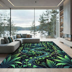 Lush Emerald Tropical Forest Stream Rug