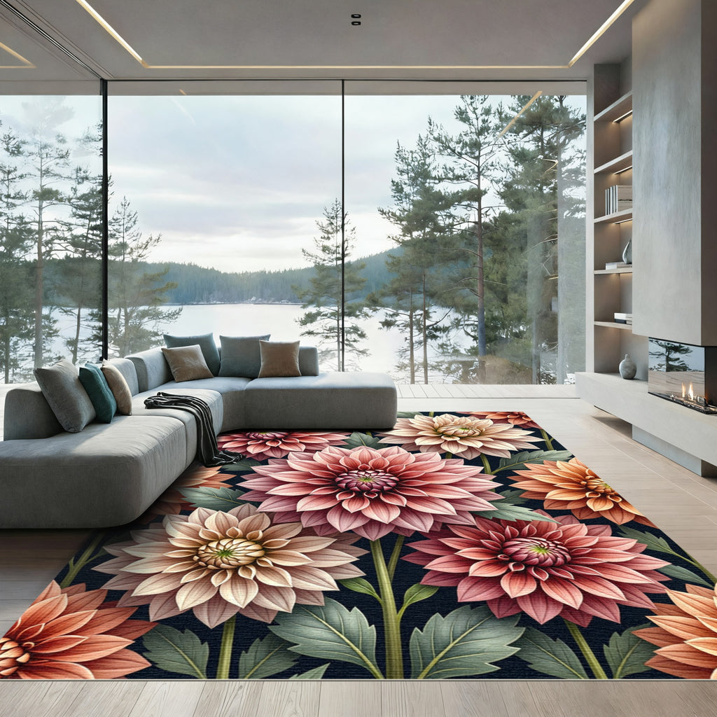 Terracotta Pink Dahlia Botanical Abloom Rug