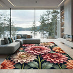 Terracotta Pink Dahlia Botanical Abloom Rug