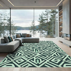 Geometric Sage Green Interlocking Maze Rug