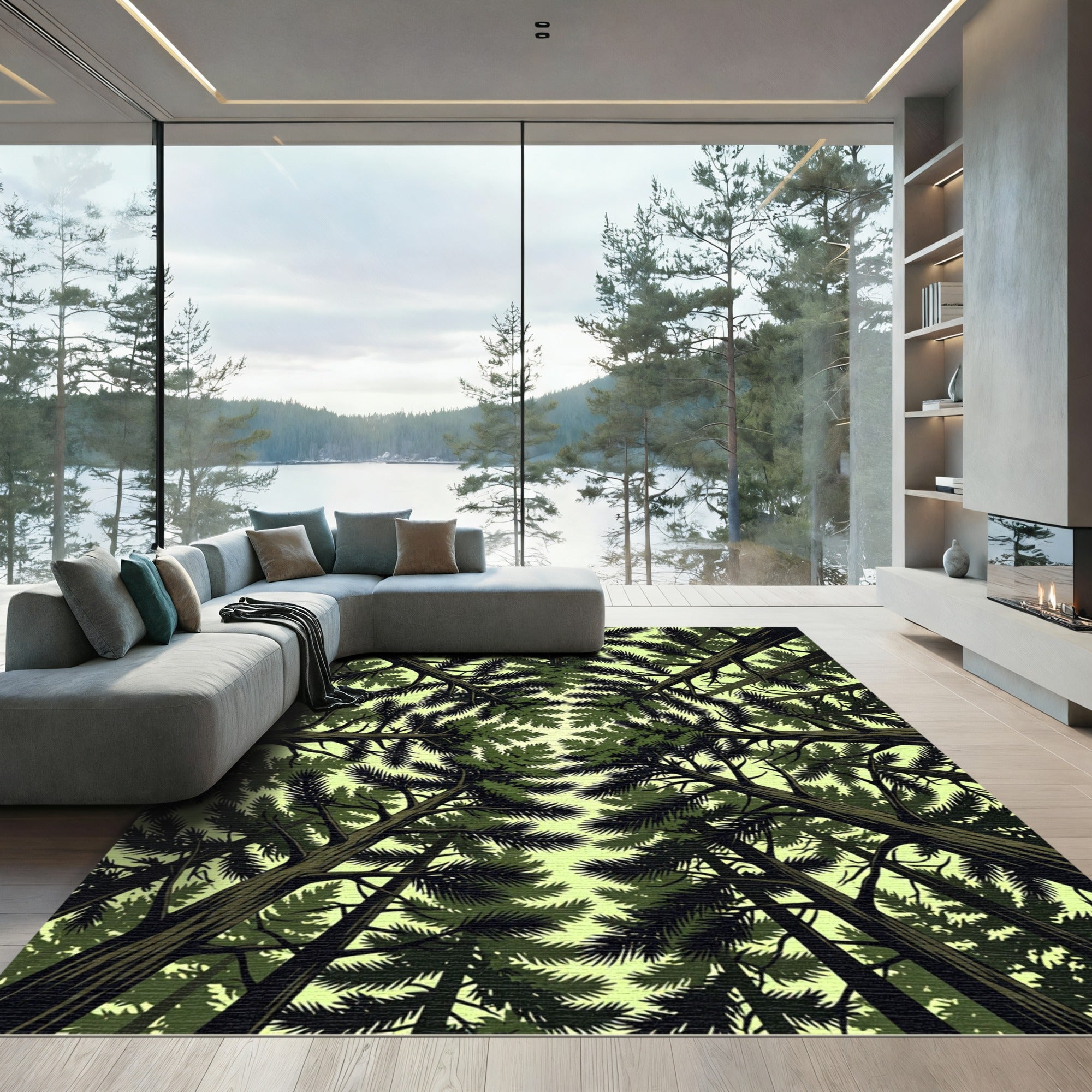 Dark Green Canopy Forest Ceiling Rug