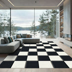Bold Onyx Ivory Check Squared Floor Rug