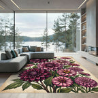 Burgundy Pink Dahlia Flower Bouquet Rug