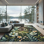 Whimsical Woodland Cottage Floral Meadow Rug