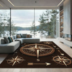 Vintage Bronze Nautical Compass Navigator Rug