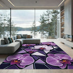 Geometric Purple Orchid Blossom Rug