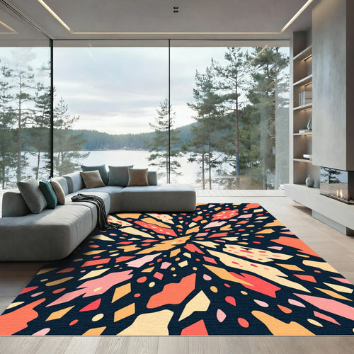 Abstract Confetti Burst Geometric Art Rug