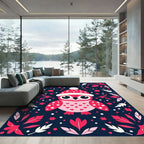 Pink Owl With Hearts And Dots Rug