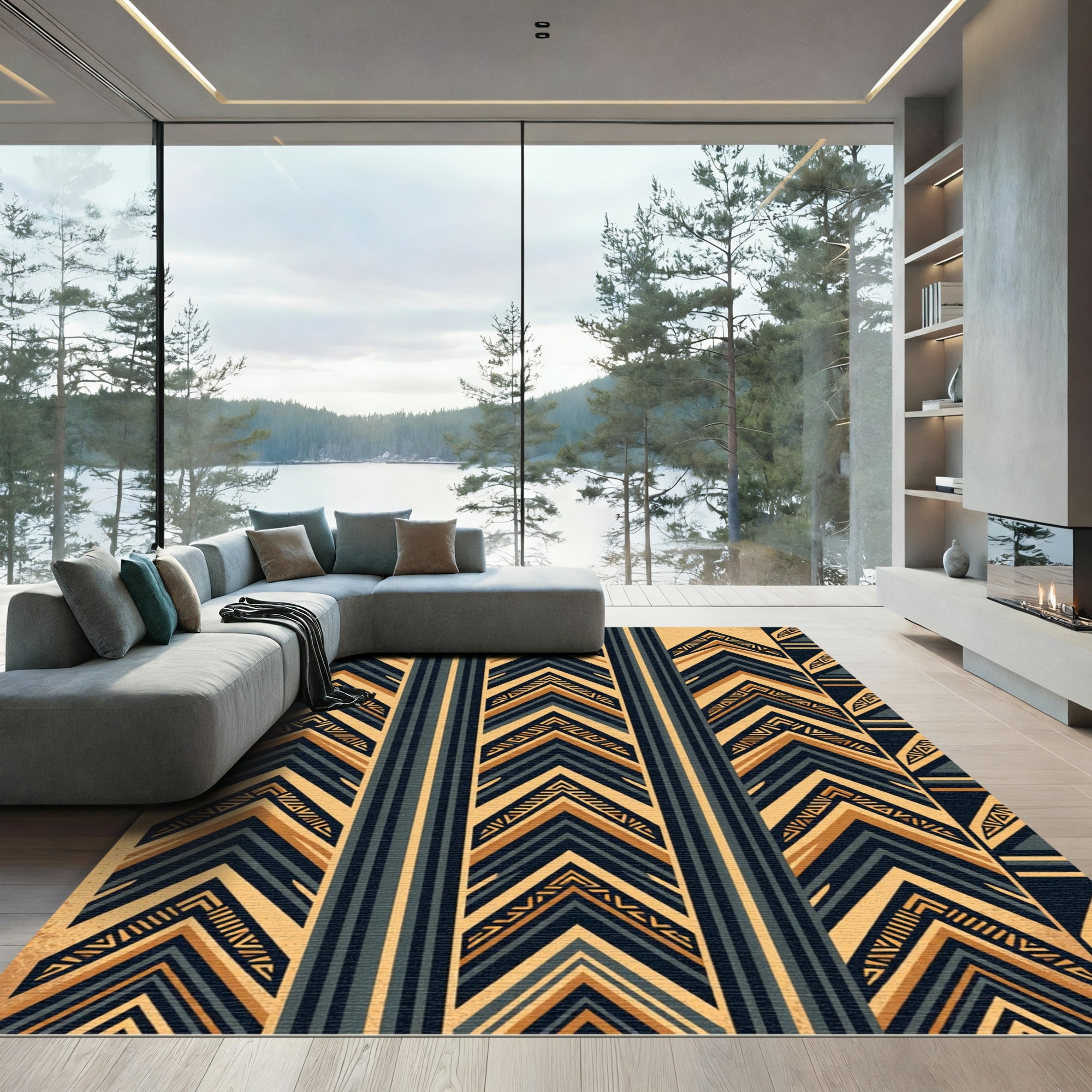 Triangular Chevron Stripes Geometric Abstract Rug