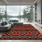 Bold Terracotta Aztec Geometric Diamond Rug