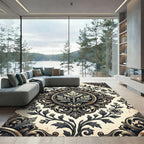 Elegant Antique Gold Floral Medallion Rug