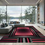 Crimson Gray Rectangular Gradient Rug
