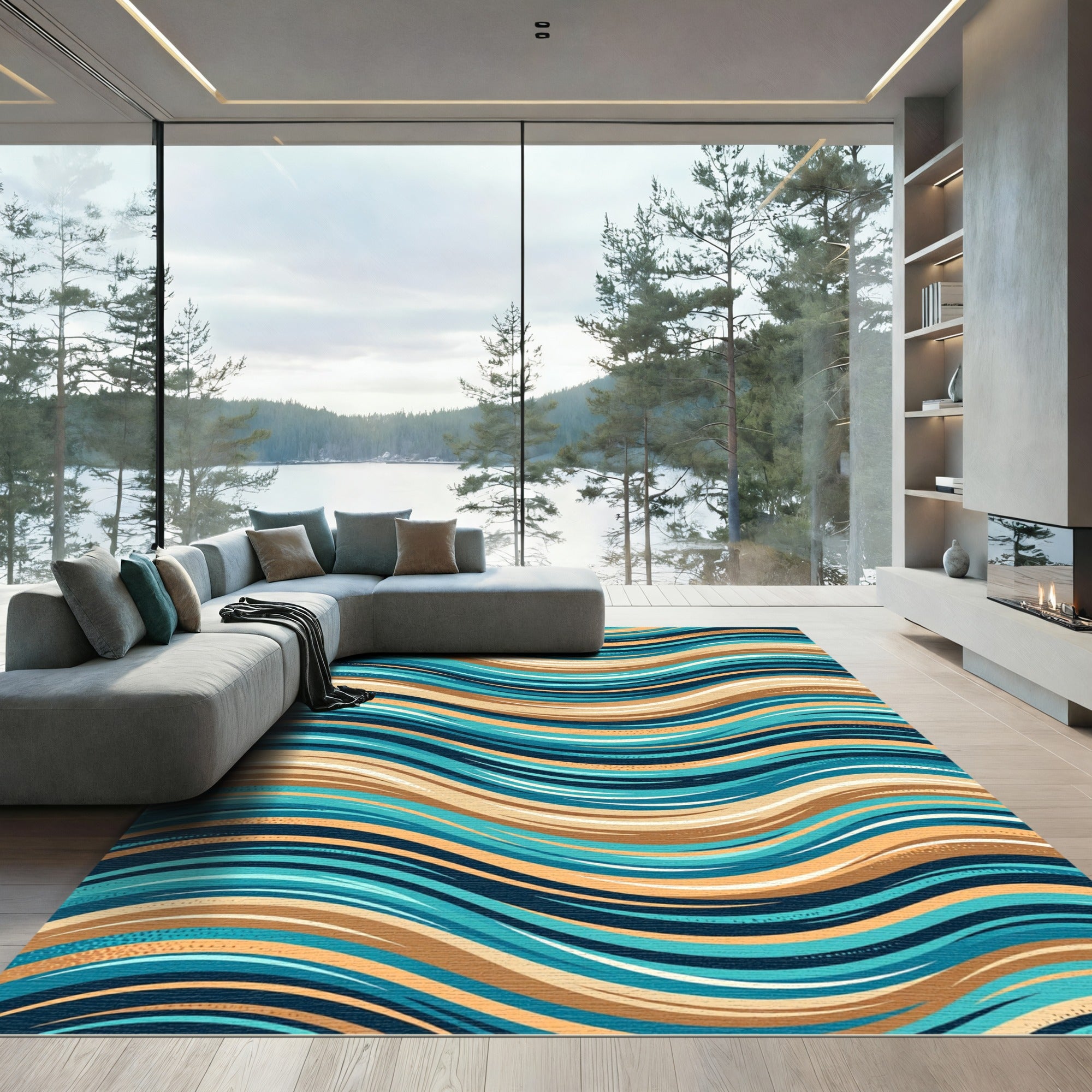 Oceanic Wave Stripe Rug
