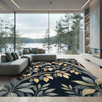 Arched Golden Leaf Botanical Forest Rug