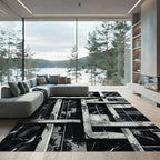 Monochrome Jagged Concrete Marble Blocks Rug