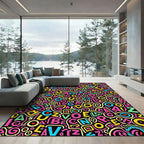 Vibrant Alphabet Chaos Collage Rug
