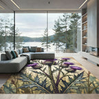 Vintage Botanical Purple Thistle Illustration Rug