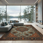 Vintage Emerald Floral Mandalas Rug