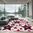 Deep Red Glittering Star Assortment Rug