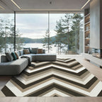 Modern Neutral Zigzag Chevron Area Rug