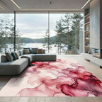 Crimson and Rose Fluid Abstraction Rug
