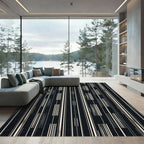 Modern Black Vertical Line Composition Rug