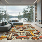 Autumnal Forest Mushroom Botanical Illustration Rug