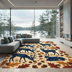 Midnight Forest Elk and Oak Acorns Rug