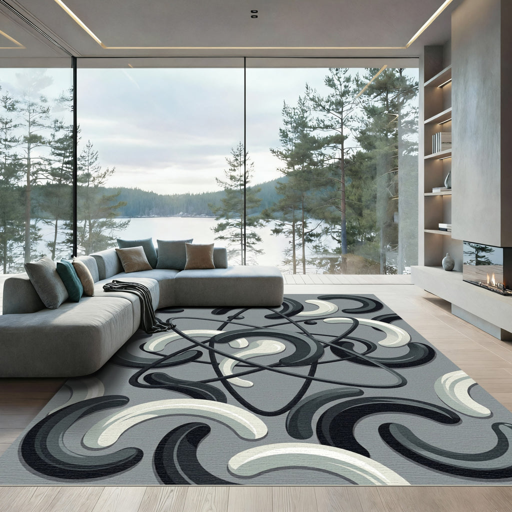 Monochromatic Atom Orbit Swirl Rug