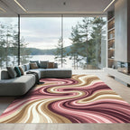 Swirling Rose Gold Marble Waves Rug