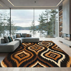Earthy Brown Ikat Diamond Weaver Rug