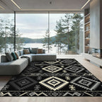 Monochromatic Diamond Geometric Tribal Rug