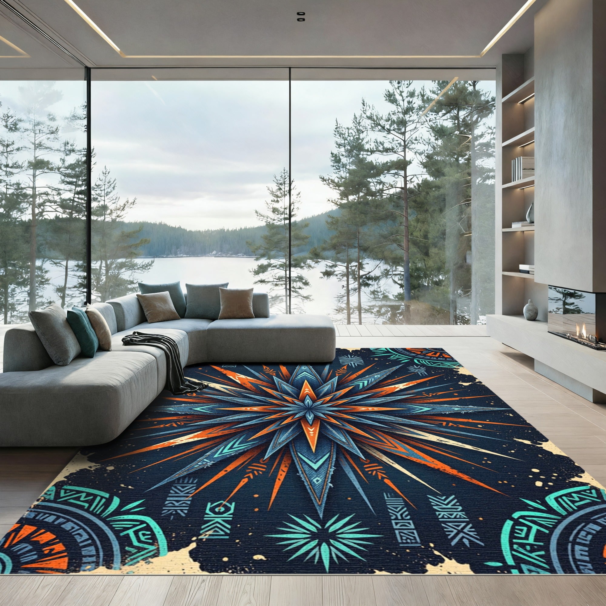 Sunburst Tribal Rays Rug